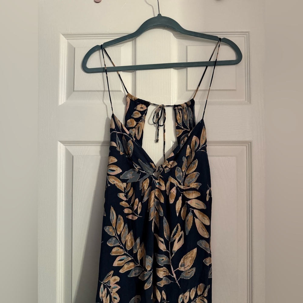 Lovestitch Navy Leaf Print Maxi Dress - Picture 3 of 5